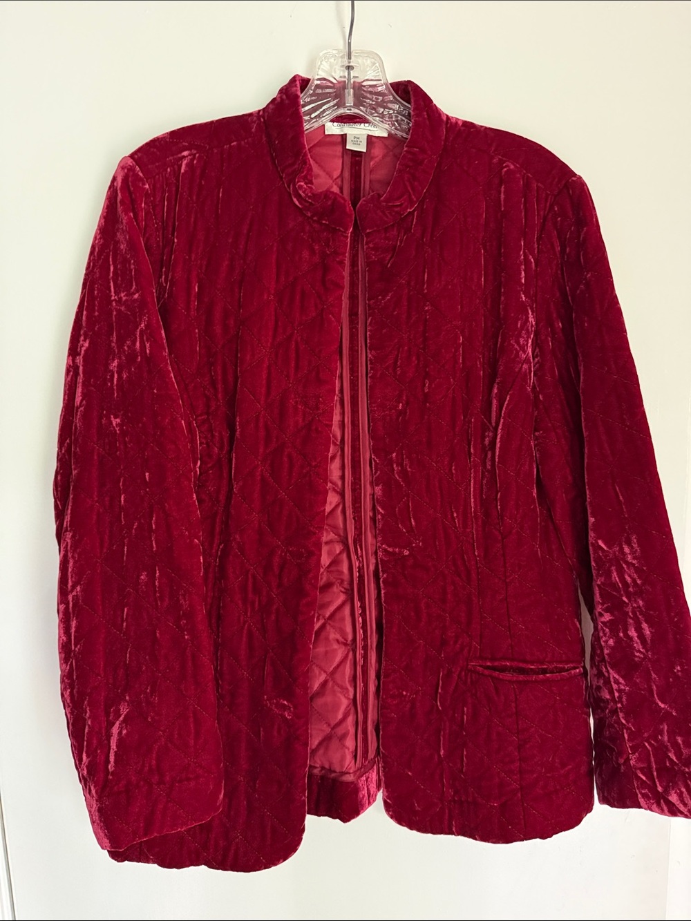 Coldwater Creek Deep Red Quilted Velvet Jacket